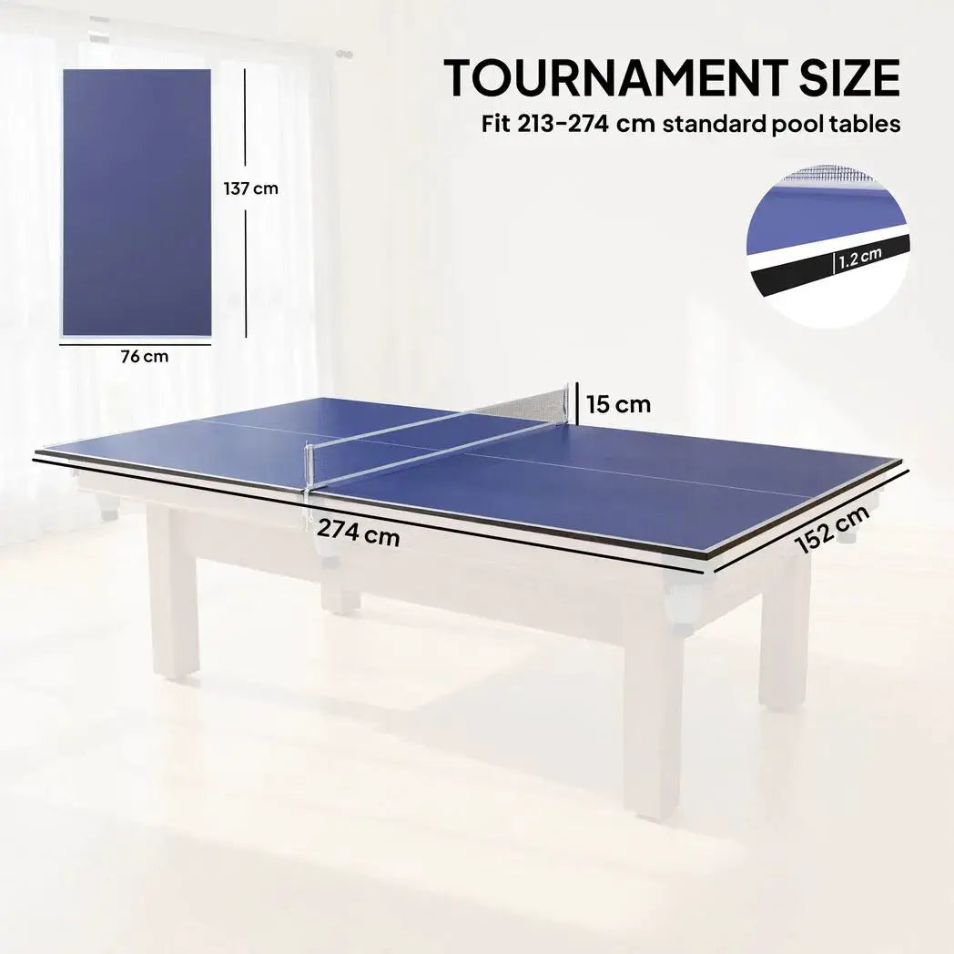 SPORTNOW 9 ft Folding Ping Pong Table Top for Billiard Tables, Table Tennis Conversion Top with Net, Foam Padding, Blue - from SPORTNOW
