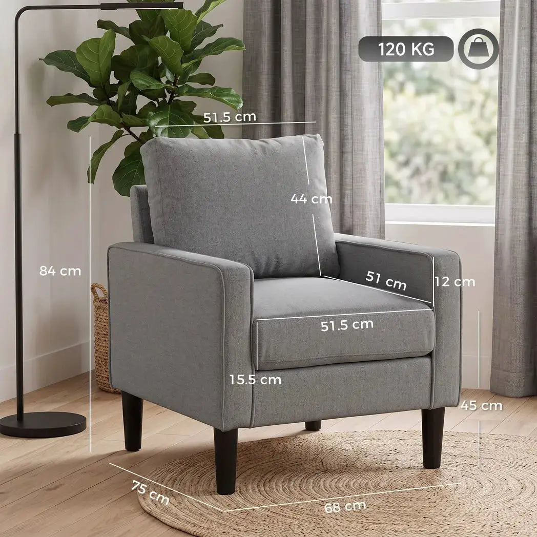 HOMCOM Accent Chair, Removable Pillow Linen Armchair with Comfy Spring Cushion for Living Room, Bedroom, Study, Dark Grey - from HOMCOM