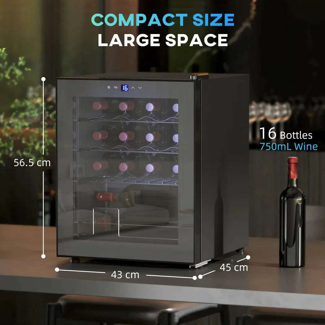 HOMCOM 42L 16-Bottle Wine Cooler Fridge - Black - from HOMCOM