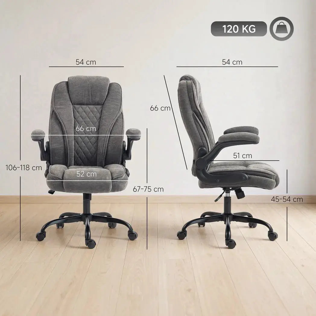 HOMCOM Office Chair, Ergonomic Desk Chair with Flip-up Armrest, Pocket Springs, Swivel Wheels, Adjustable Height, Dark Grey - from HOMCOM