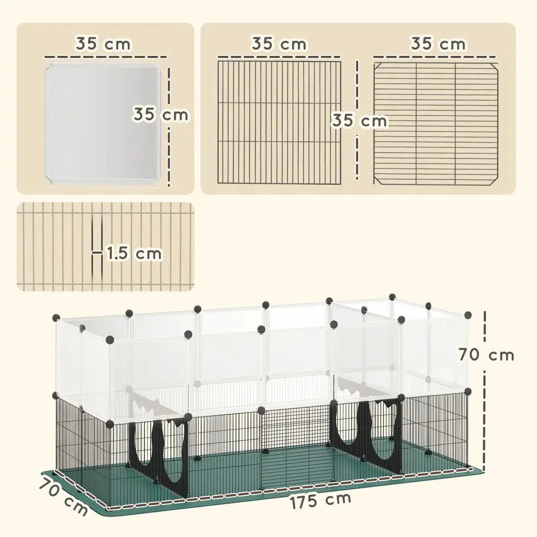 PawHut Pet Playpen with Waterproof Mat, DIY Small Animal Enclosure 34 Panels, Indoor/Outdoor Metal Pet Fence for Guinea Pigs - from PawHut