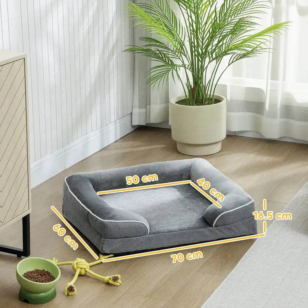 PawHut Dog Sofa Bed, Washable Pet Bed with Removable Cover and Non-Slip Bottom for Cats and Small Dogs, Grey - from PawHut