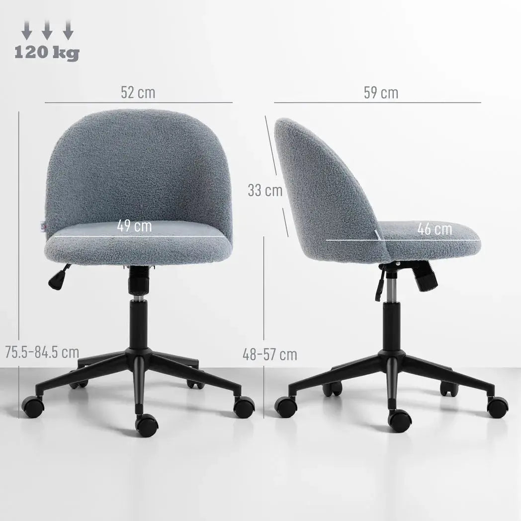HOMCOM Teddy Fleece Office Chair with Wheels - Grey - from HOMCOM