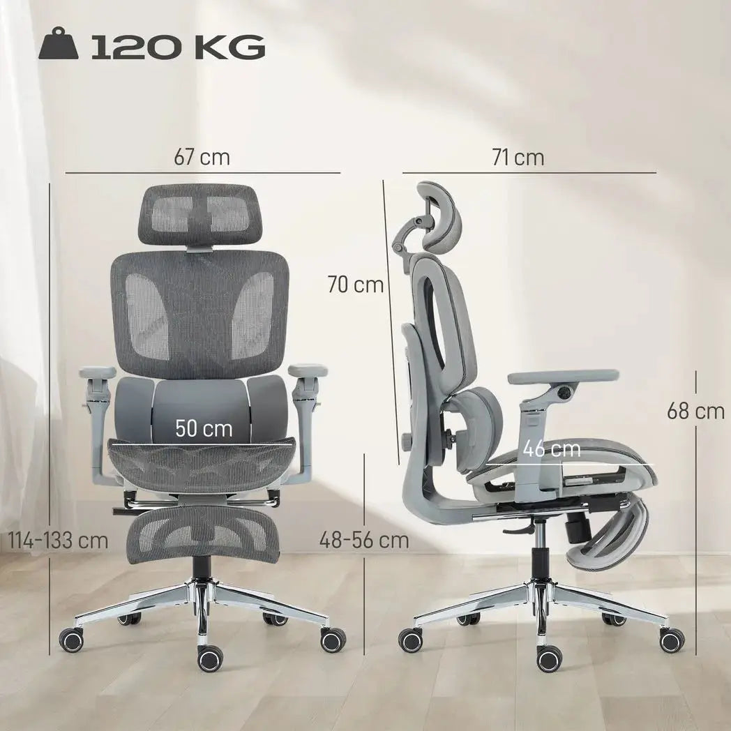 HOMCOM Ergonomic Office Chair, High Back Mesh Desk Chair, Grey - from HOMCOM