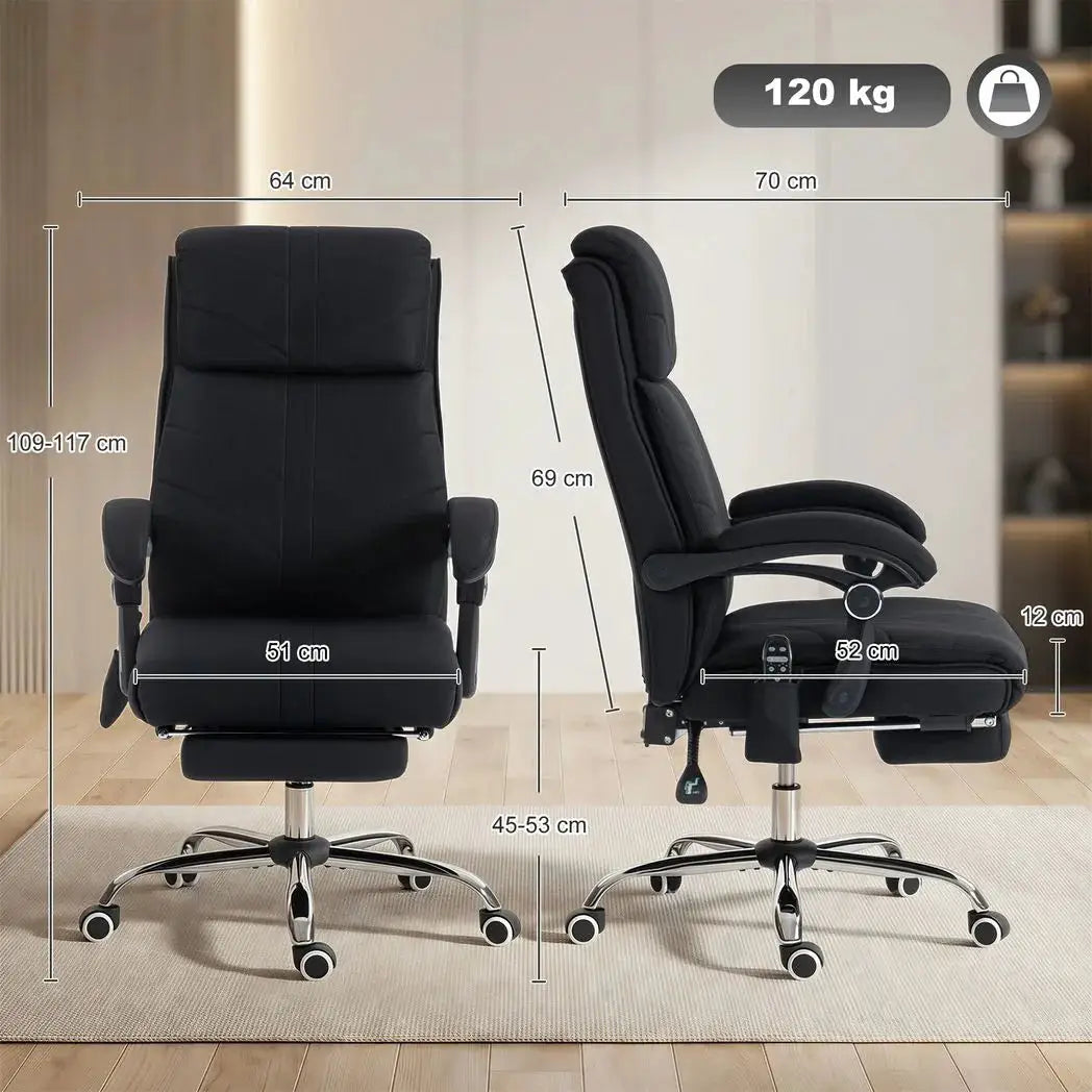 Vinsetto High Back Vibration Massage Office Chair with Footrest, Heated, Black - from Vinsetto