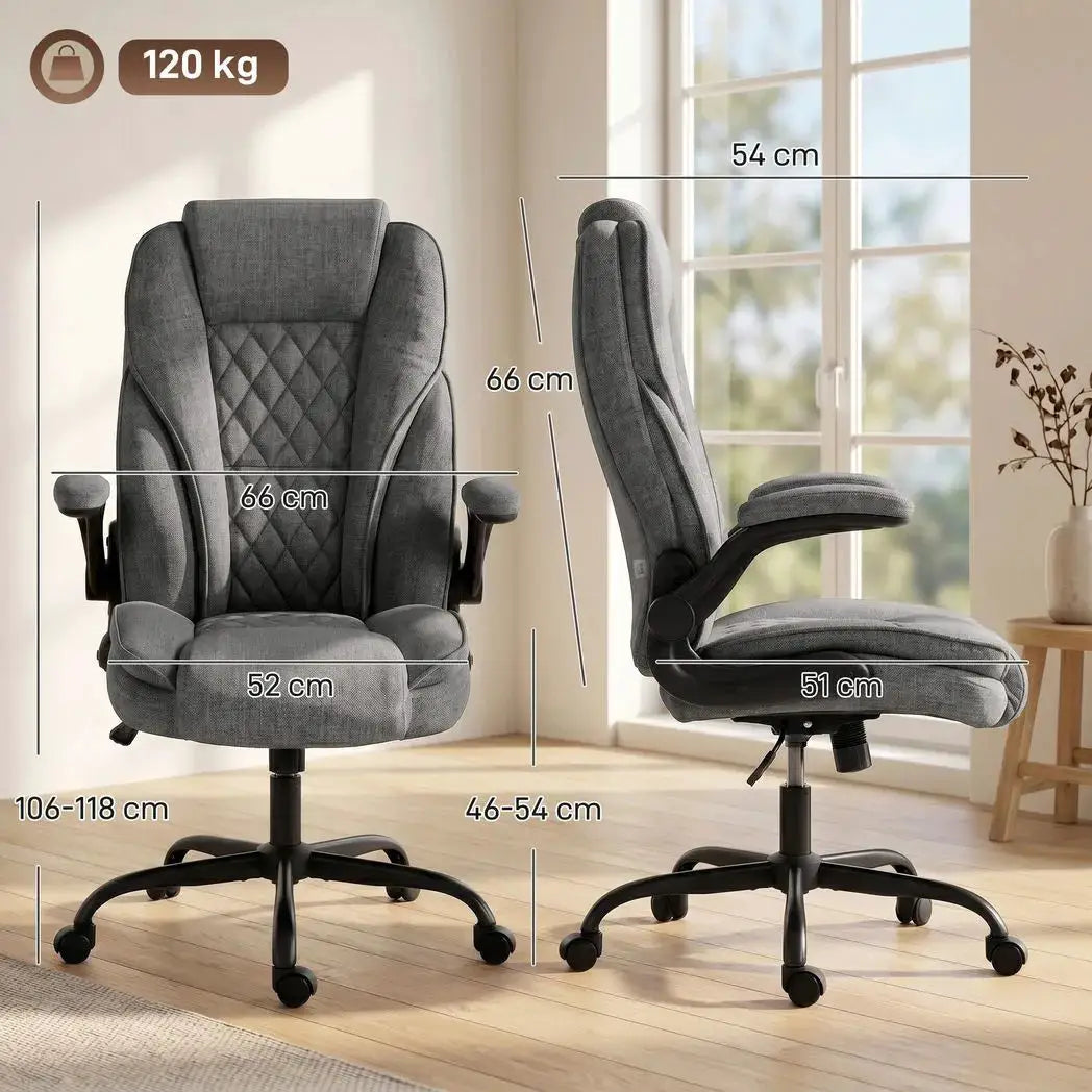 HOMCOM Office Chair, Ergonomic Desk Chair with Flip-up Armrest, Pocket Springs, Swivel Wheels, Adjustable Height, Grey - from HOMCOM