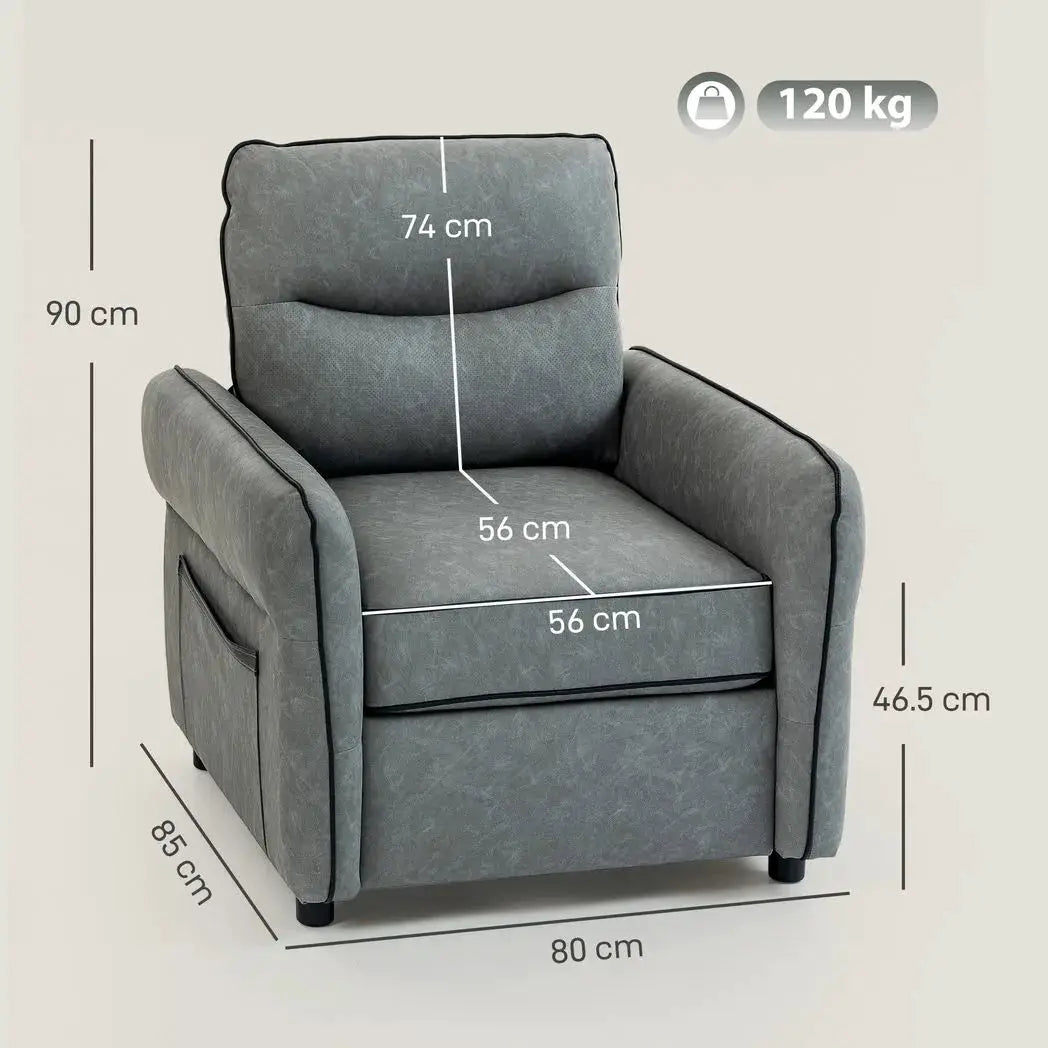 HOMCOM Accent Chair, Faux Leather Armchair - Grey - from HOMCOM