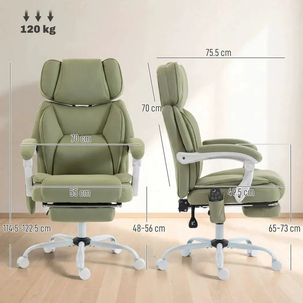 HOMCOM High Back Vibration Massage Office Chair Heated Reclining Computer Chair w/ Adjustable Height, Swivel Wheels, Lime Green - from HOMCOM
