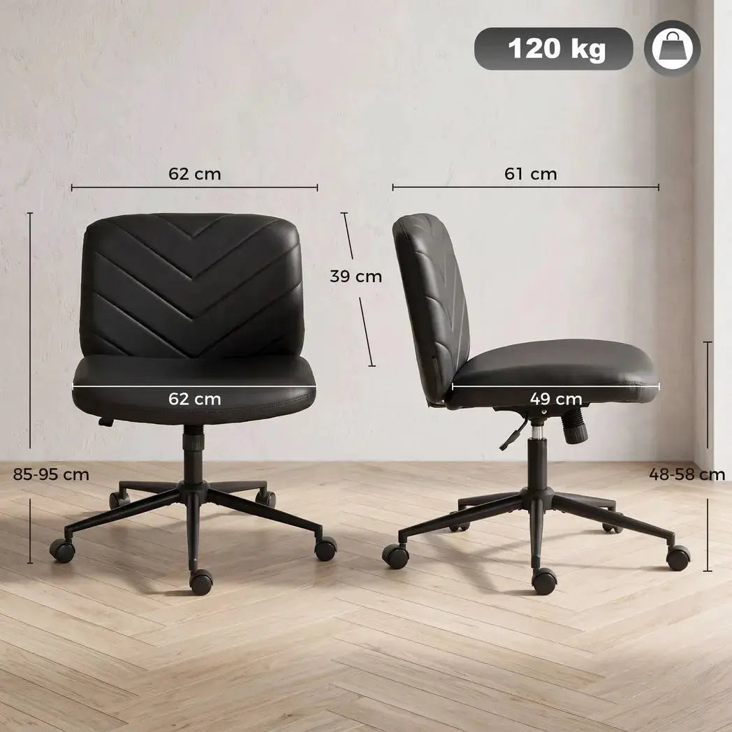 HOMCOM Home Office Desk Chair Height Adjustable Swivel Chair Cross Legged Wide Seat Swivel Wheels Black - from HOMCOM