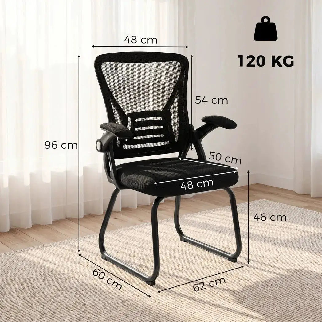 HOMCOM Office Chair, Ergonomic Desk Chair No Wheels with Mesh Backrest and Steel Legs for Home Conference Room, Black - from HOMCOM