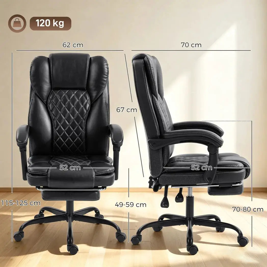 HOMCOM Executive Home Office Chair Reclining Function Footrest Computer Desk Chair High Back, Black - from HOMCOM