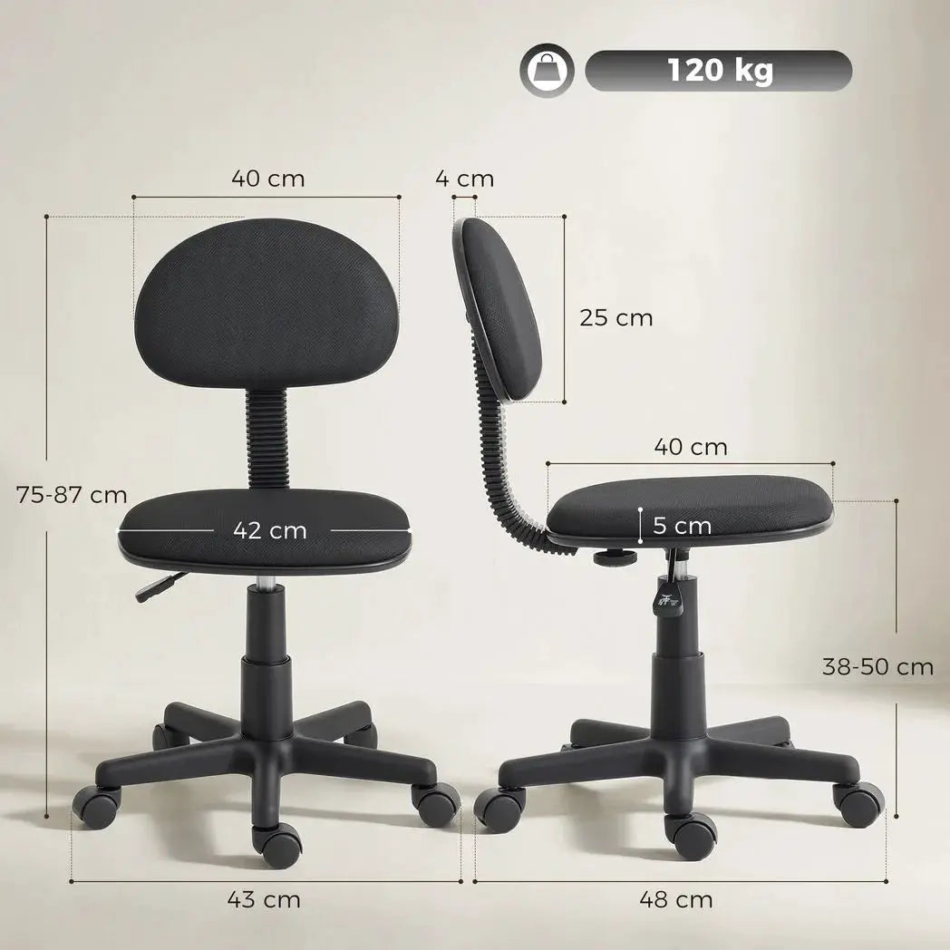 HOMCOM Small Armless Office Chair - Black - from HOMCOM