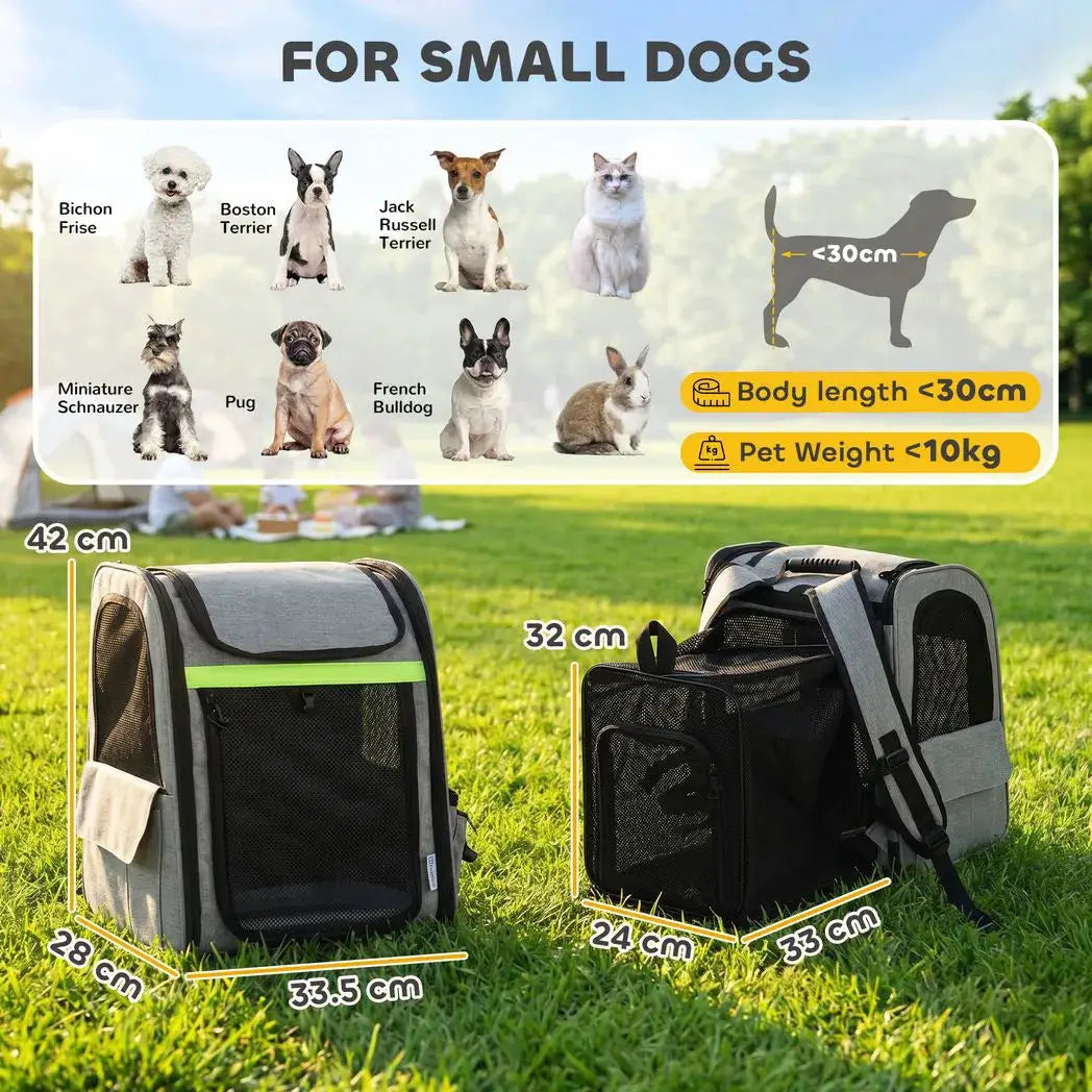 PawHut Dog Carrier Backpack Expandable, Breathable Pet Carrier Bag for Small Puppy Cat with Reflective Strip for Travel Hiking - from PawHut
