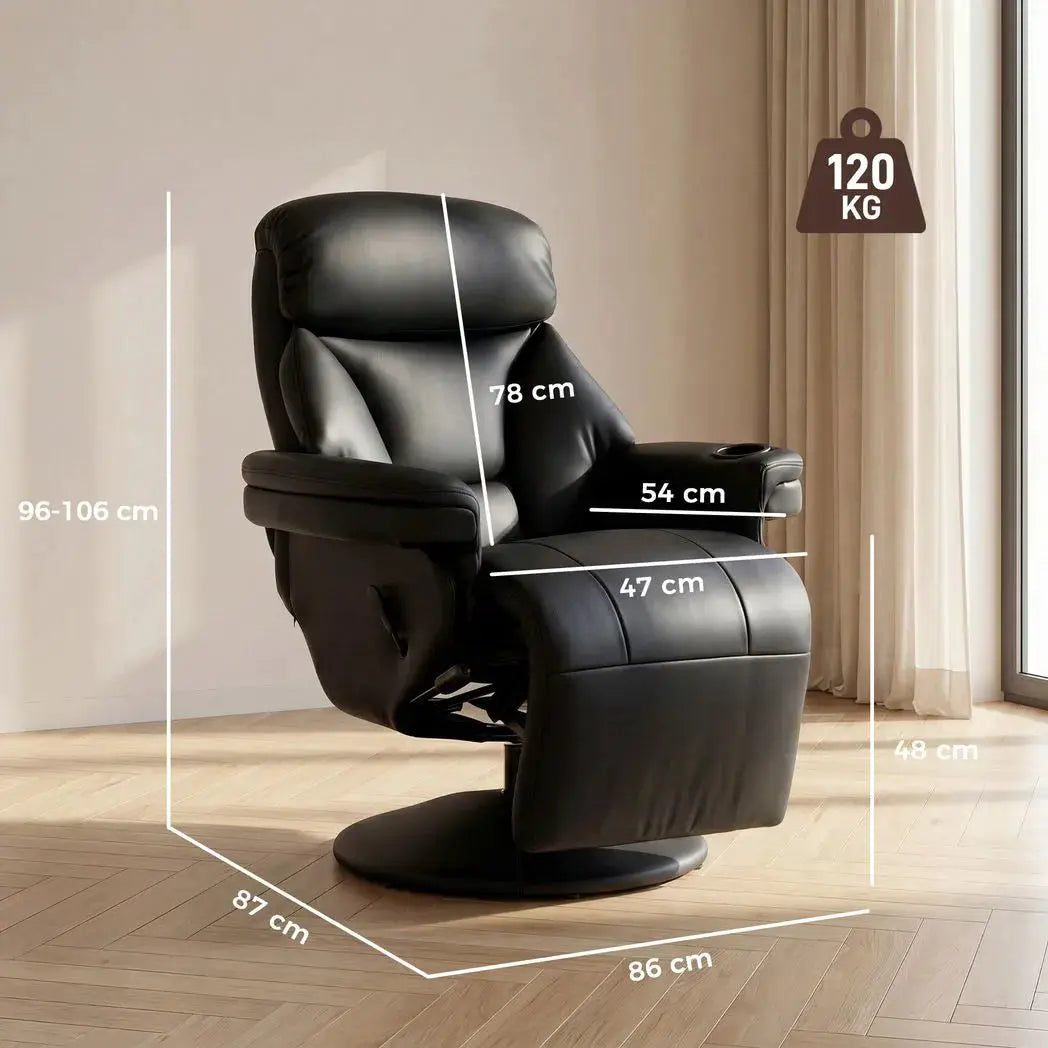 HOMCOM Upholstered Reclining Armchair, Manual Recliner Chair with Footrest and Adjustable Backrest, Black - from HOMCOM