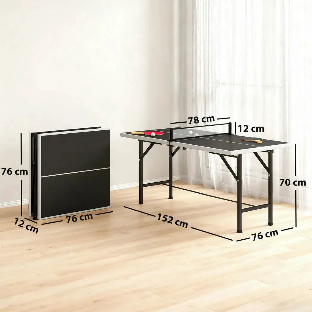 SPORTNOW 5ft Mid-Size Table Tennis Table, Ping Pong Table with Net, 2 Table Tennis Paddles and 3 Balls for Indoor Game, Black - from SPORTNOW
