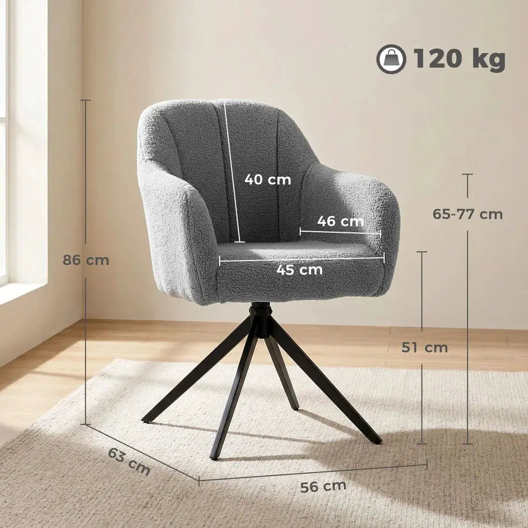 HOMCOM 360 Degree Swivel Accent Chair, Teddy Fleece Armchair, Grey - from HOMCOM