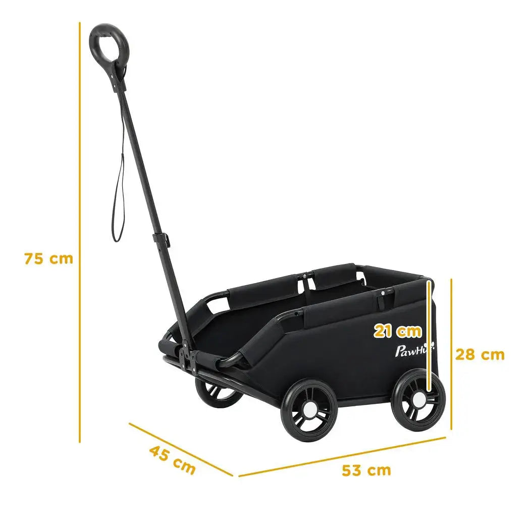 PawHut Pet Wagon Cart, Dog Stroller for Small Dogs and Cats with 4 Wheels, Safety Straps, Storage Bag, Mat - from PawHut