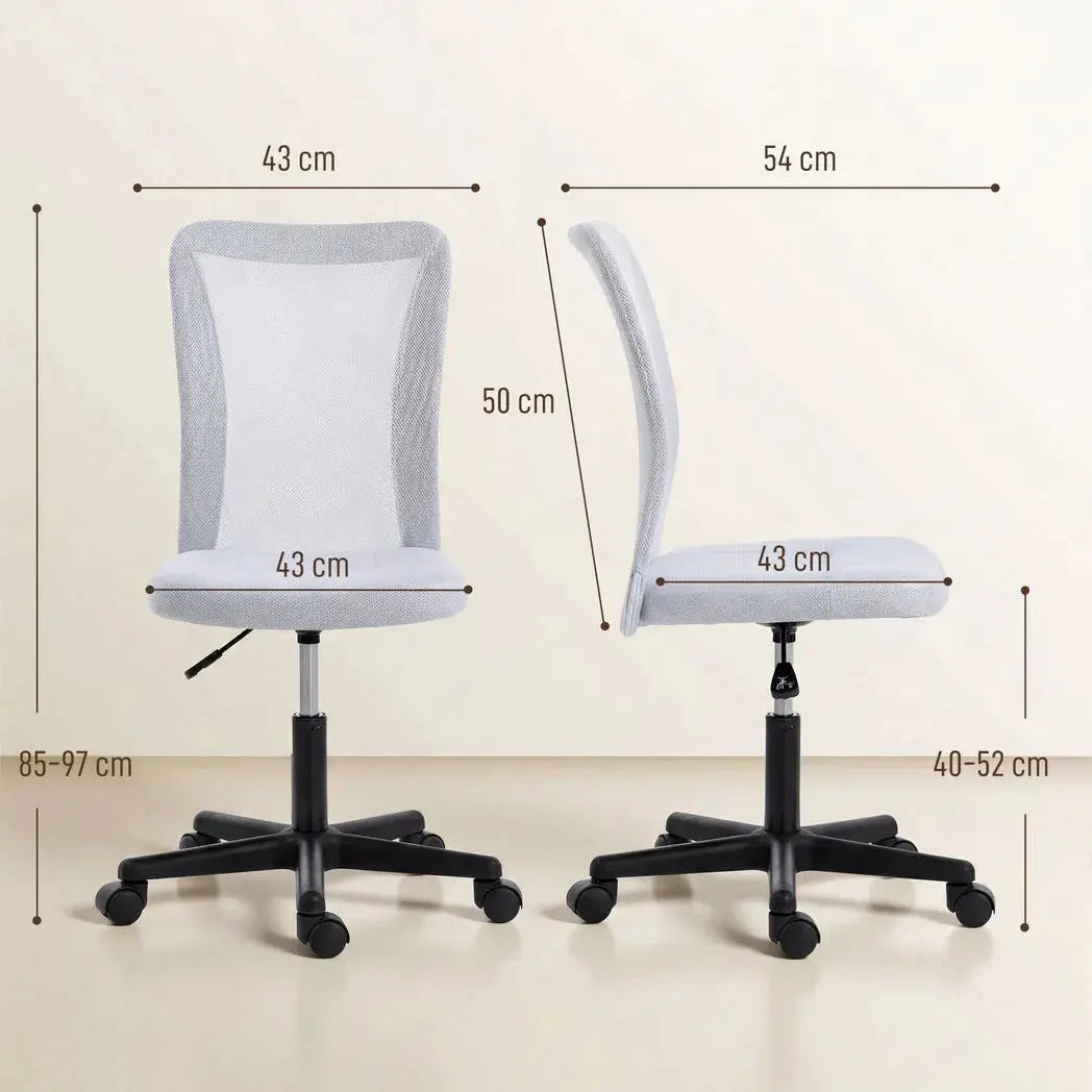 Vinsetto Mesh Office Chair Armless Swivel Executive Computer Desk Chair Adjustable Height Wheels White - from Vinsetto