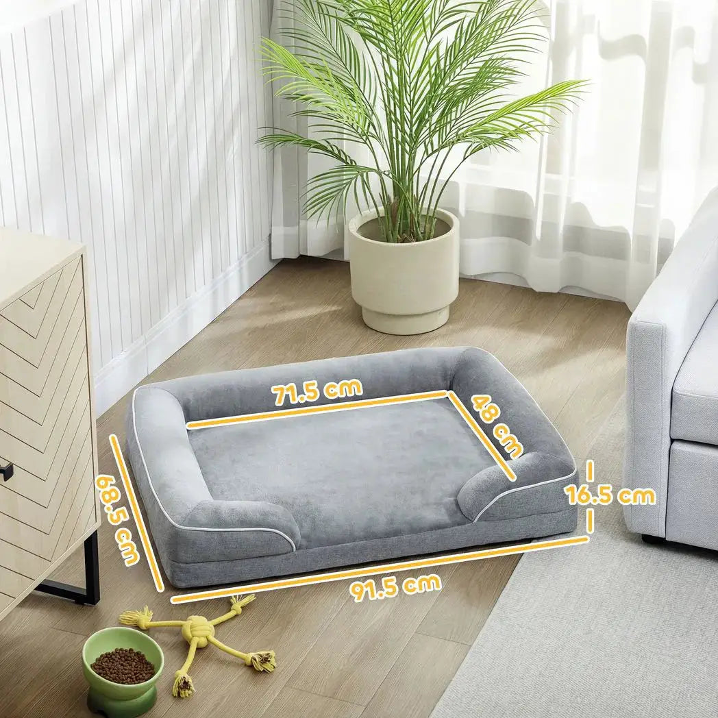 PawHut Dog Sofa Bed, Washable Pet Bed with Removable Cover and Non-Slip Bottom for Cats, Small and Medium Dogs, Grey - from PawHut