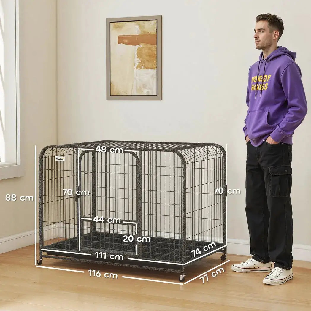 PawHut Heavy Duty Dog Crate,116 x 77 x 88 cm, Large Dog Cage for Small to Large Breeds - from PawHut