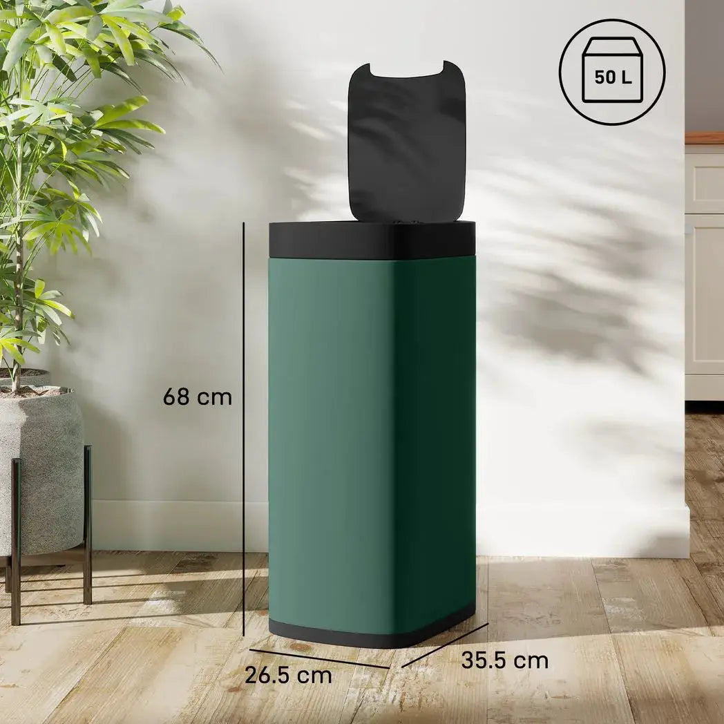 HOMCOM 50L Sensor Bin, Automatic Kitchen Bin, Manual Override, Battery Operated, Inner-Bucket-Free, for Kitchen, Bedroom - from HOMCOM