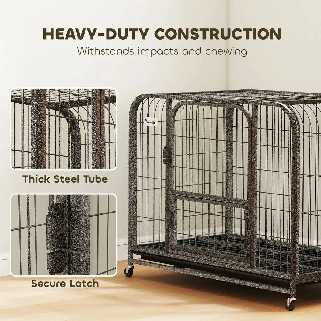 PawHut Heavy Duty Dog Crate,93 x 58 x 76 cm, Large Dog Cage for Small to Medium Breeds - from PawHut