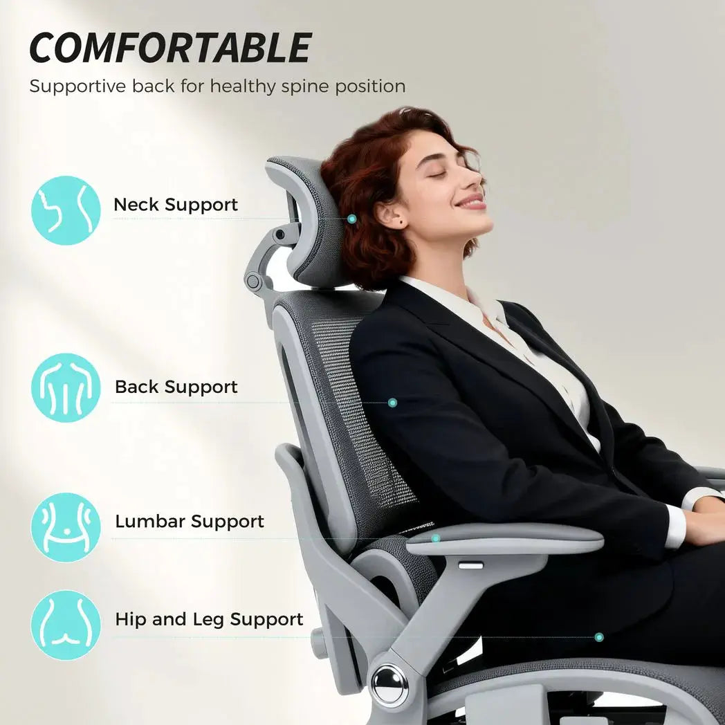 HOMCOM Ergonomic Office Chair, High Back Mesh Desk Chair, Grey - from HOMCOM