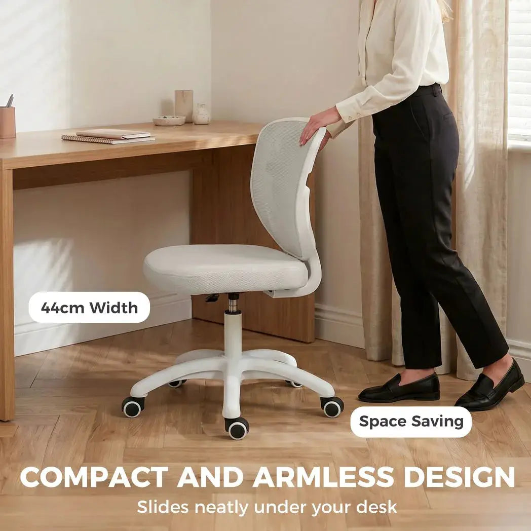 HOMCOM Office Chair, Armless Computer Desk Chair with Breathable Mesh, Adjustable Height, Swivel Wheels, Grey - from HOMCOM