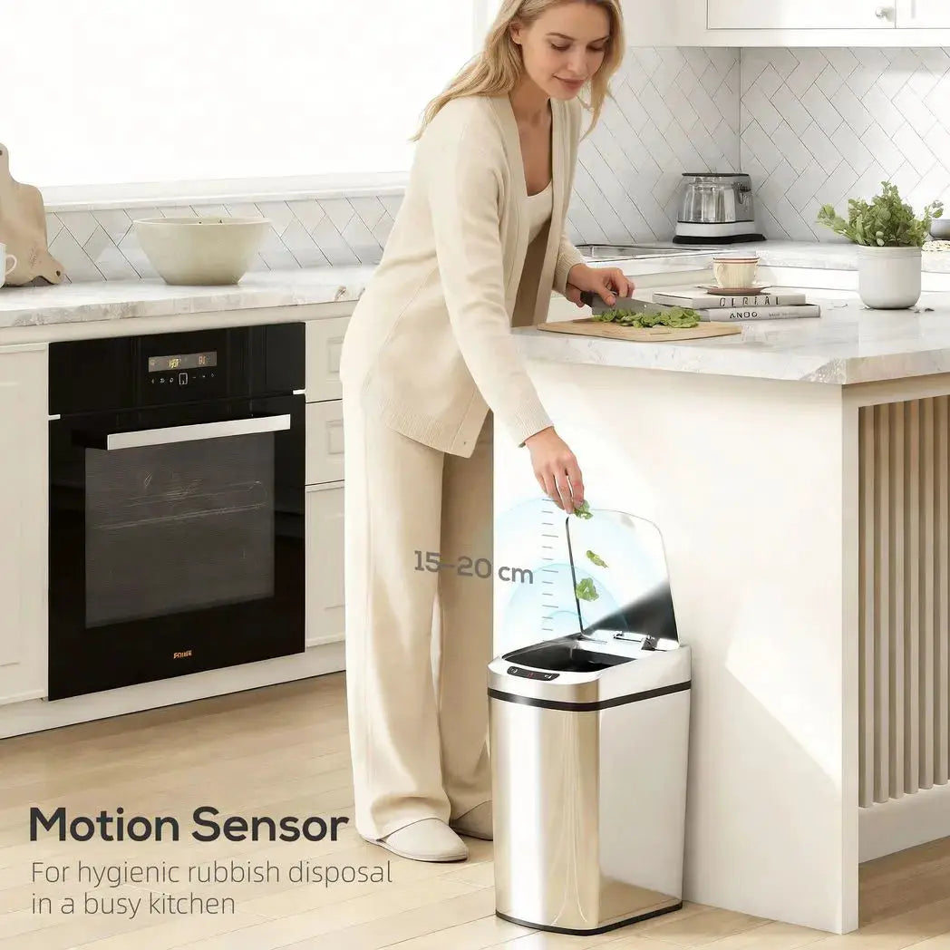 HOMCOM 12L Sensor Bin, Automatic Touchless Motion Sensor Kitchen Bin with Fingerprint Resistant Stainless Steel, Silver - from HOMCOM