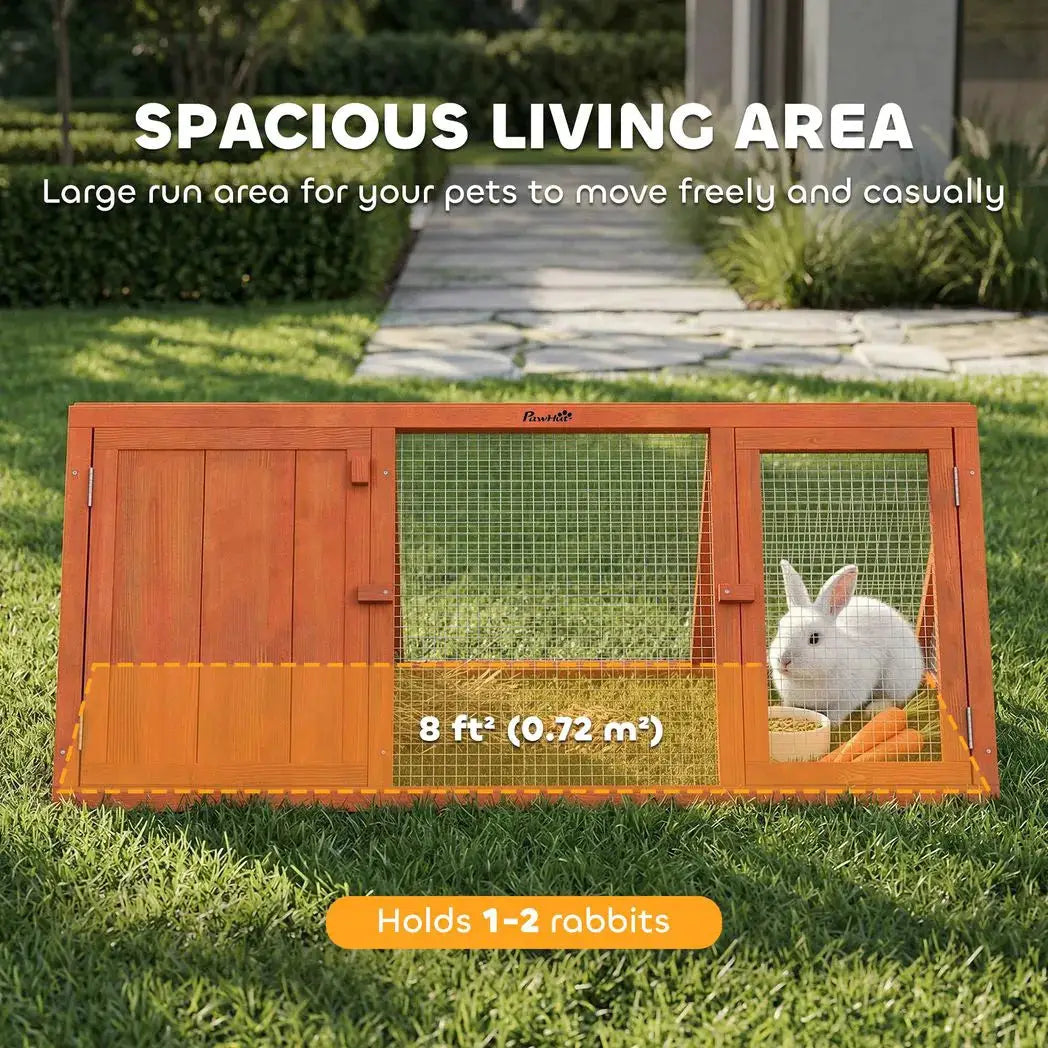PawHut Rabbit Hutch, Wooden Guinea Pig Hutch with Run and Doors, Outdoor Triangle Bunny House for Rabbits,Duck and Chicken - from PawHut