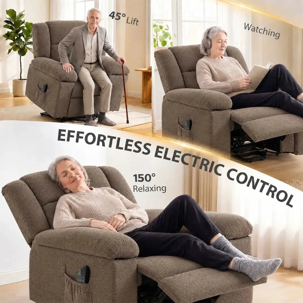 HOMCOM Oversized Riser Recliner Chair with Massage and Heat, Power Lift Recliner for Elderly with Wide Seat and Back, Brown - from HOMCOM