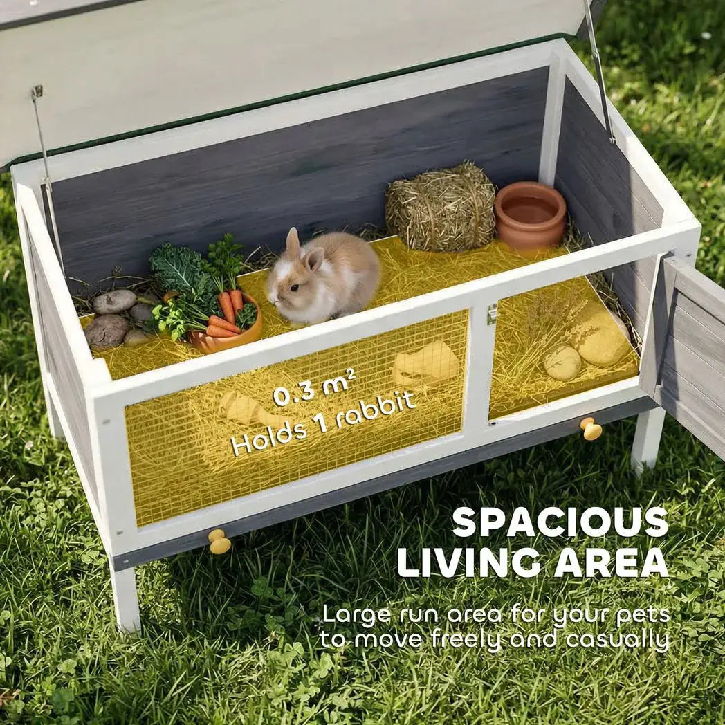 PawHut Wooden Rabbit Hutch, Guinea Pig Hutch with Asphalt Roof, Outdoor Elevated Bunny House for Rabbits, Chinchillas - from PawHut