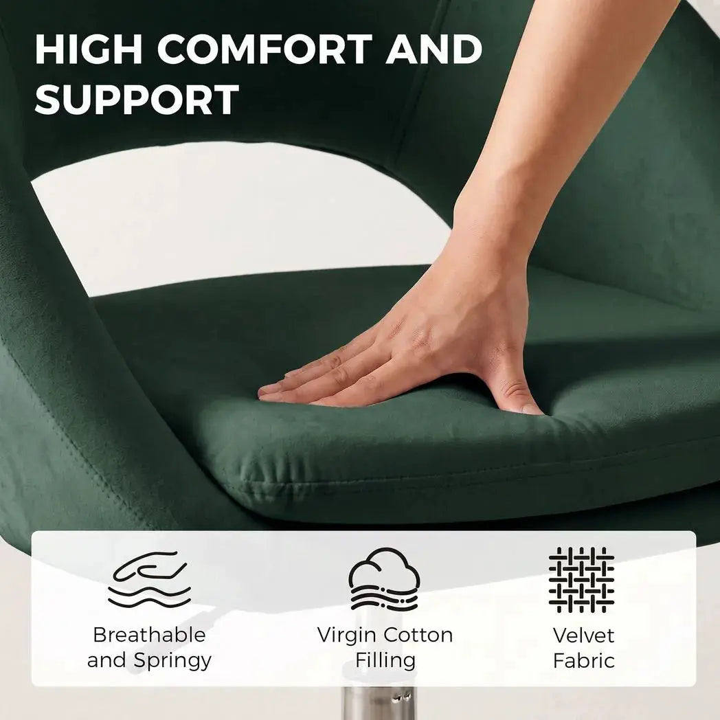 HOMCOM Velvet Desk Chair, Modern Office Chair with Height-Adjustable, Wheels, for Home Study Bedroom, Dark Green - from HOMCOM