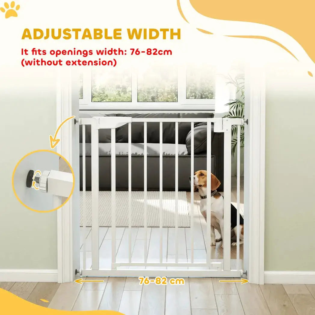 PawHut Baby Gate, Pet Safety Gate Pressure Fit, 76-81cm Wide with Two-Way Open, One-Hand Opening - from PawHut
