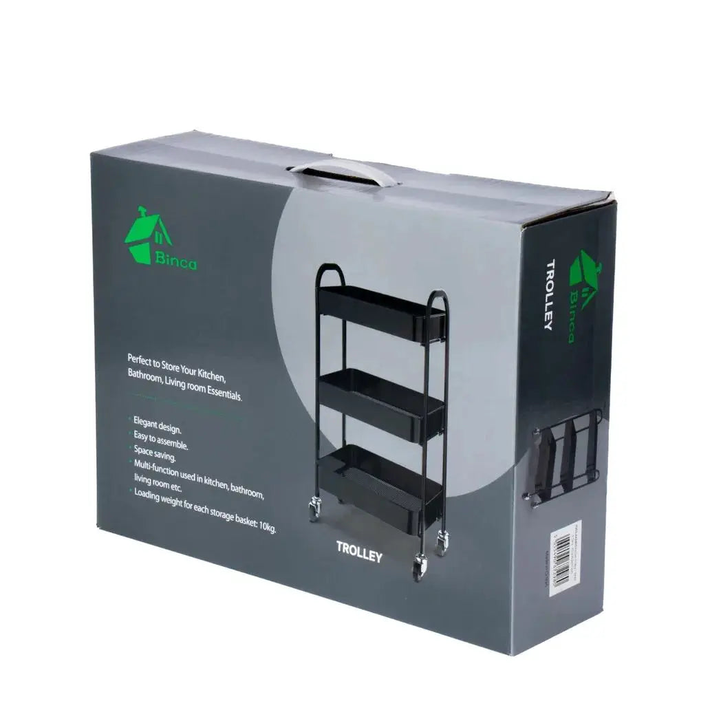 Sq Professional Durane Kitchen Trolley Storage Rack 3 Tier Black - from MM HOMESTORES