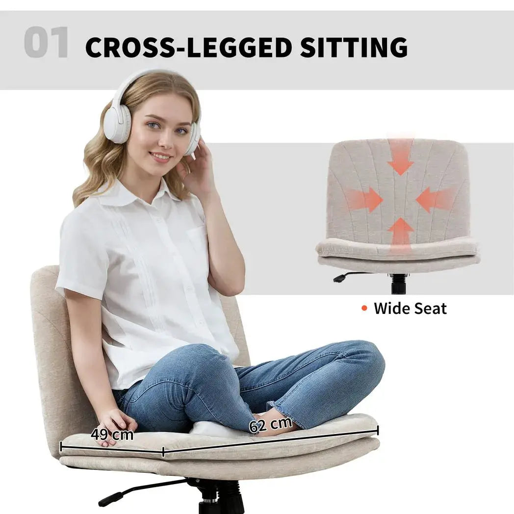 HOMCOM Criss Cross Chair with Wheels, No Arms - Beige - from HOMCOM