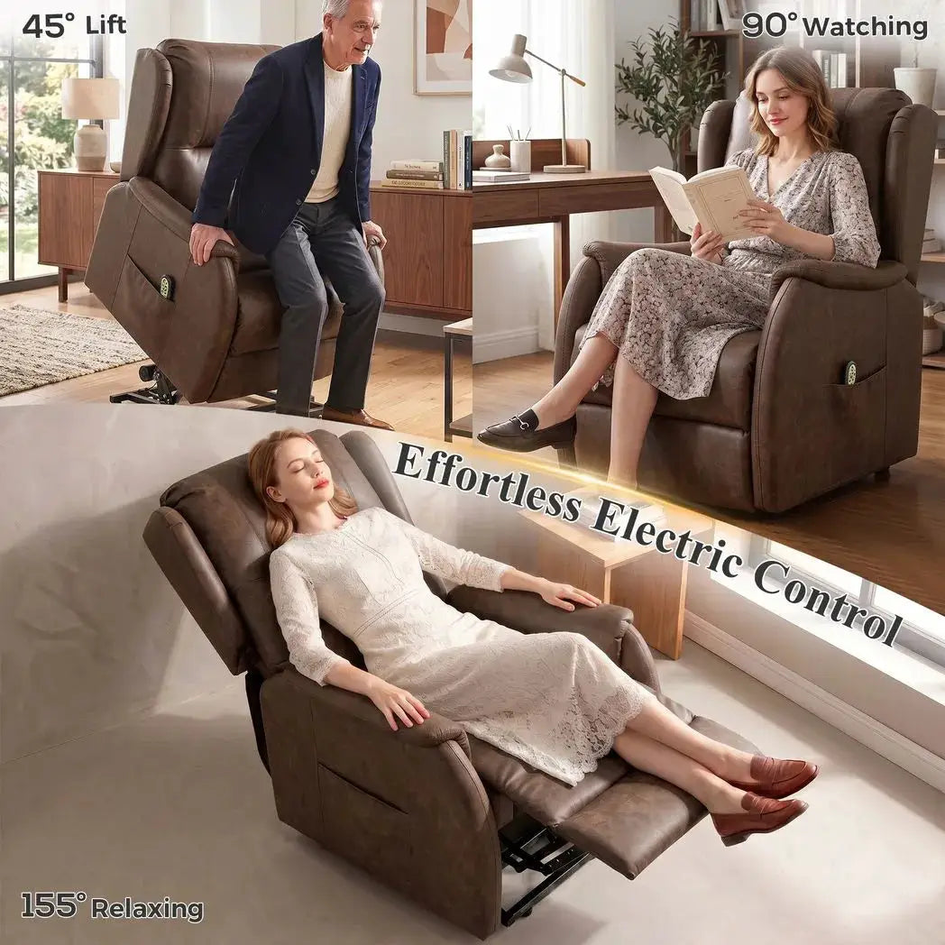 HOMCOM Power Lift Recliner Chair, Dual Motor Electric Lift Chair for Elderly with Remote Control, Brown - from HOMCOM