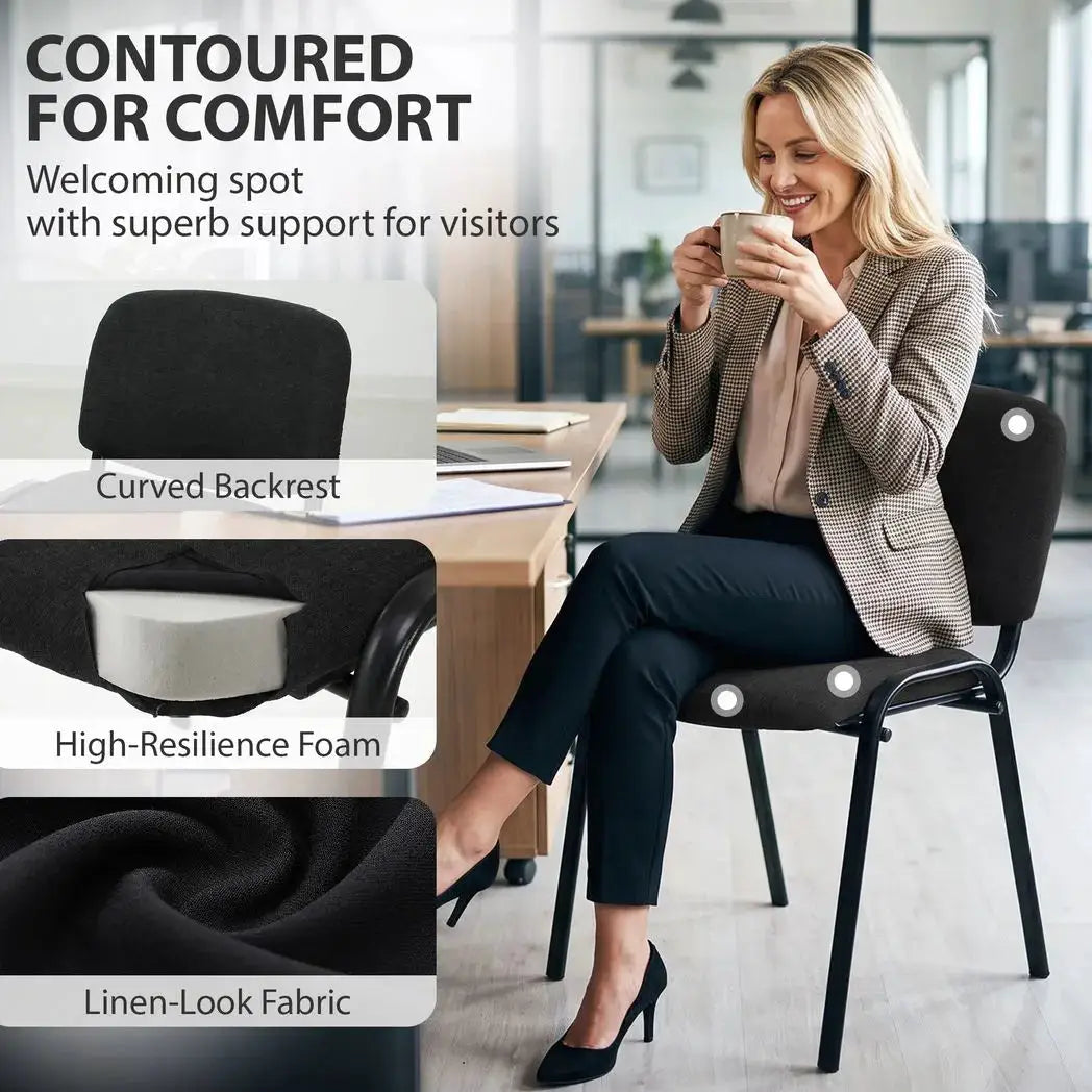 HOMCOM Meeting Chair, Stackable Ergonomic Office Chair with Padded Seat, Curved Backrest for Conference Room, Black - from HOMCOM