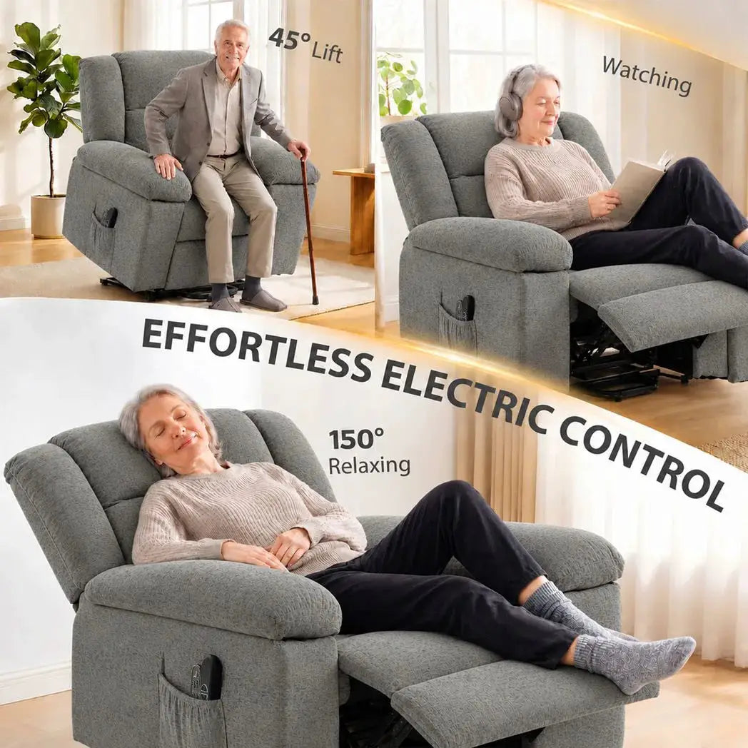 HOMCOM Oversized Riser Recliner Chair with Massage and Heat, Power Lift Recliner for Elderly with Wide Seat and Back, Grey - from HOMCOM