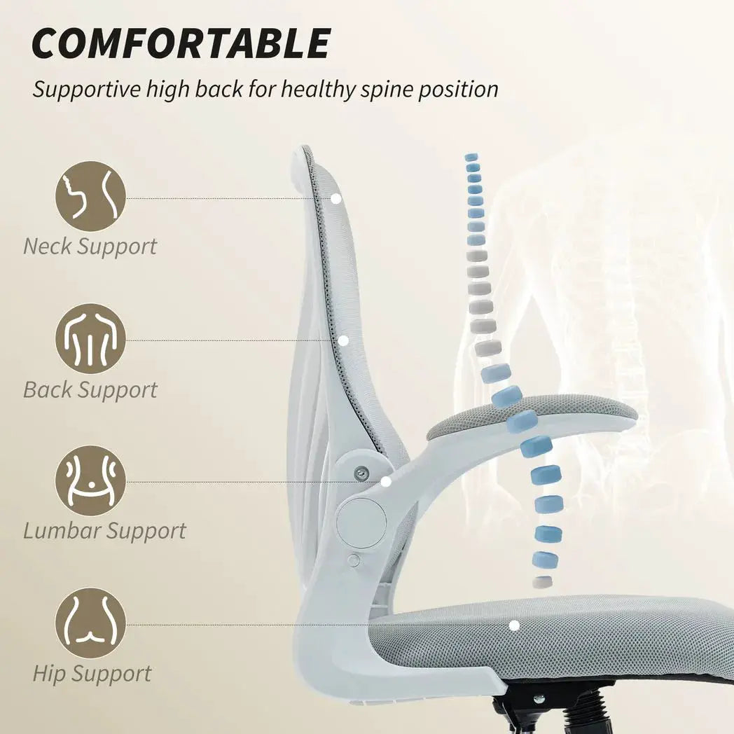 HOMCOM Mesh Office Chair with Foldable Backrest - Light Grey - from HOMCOM