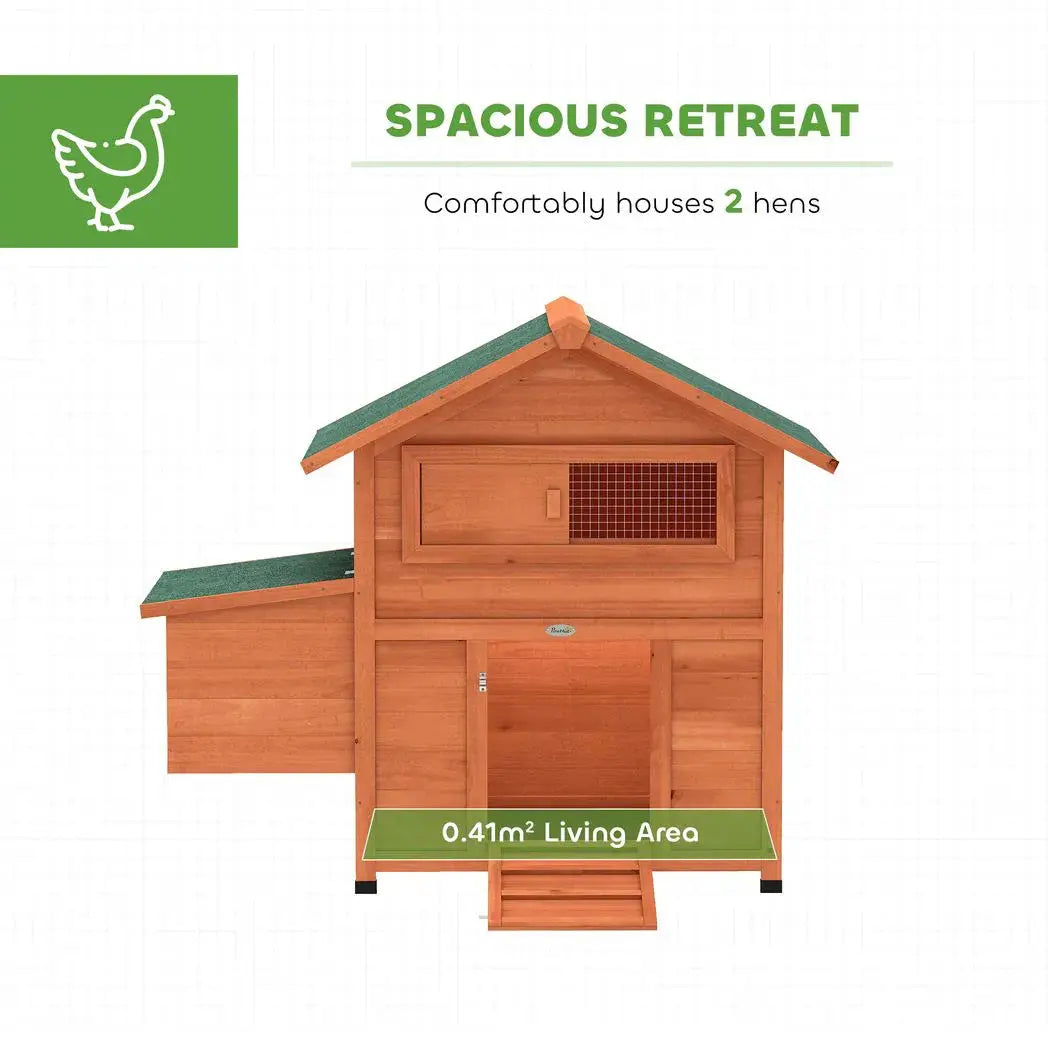 PawHut Chicken Coop, Wooden Hen House with Nesting Box, Pull-Out Tray, Sliding Window, Waterproof Roof, Perches and Ramp - from PawHut
