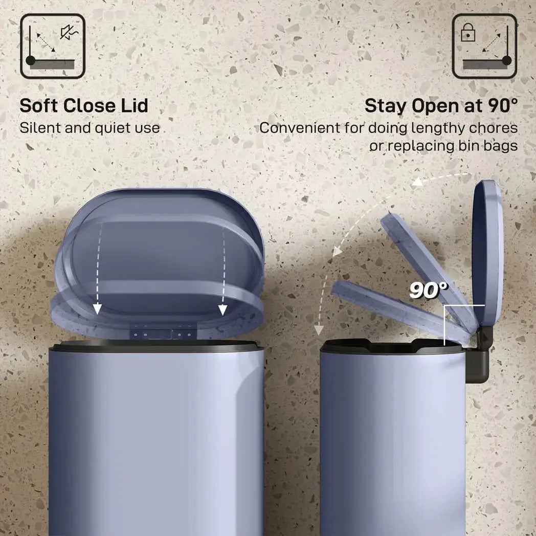HOMCOM 30 L Modern Curved Kitchen Bin - Grey - from HOMCOM