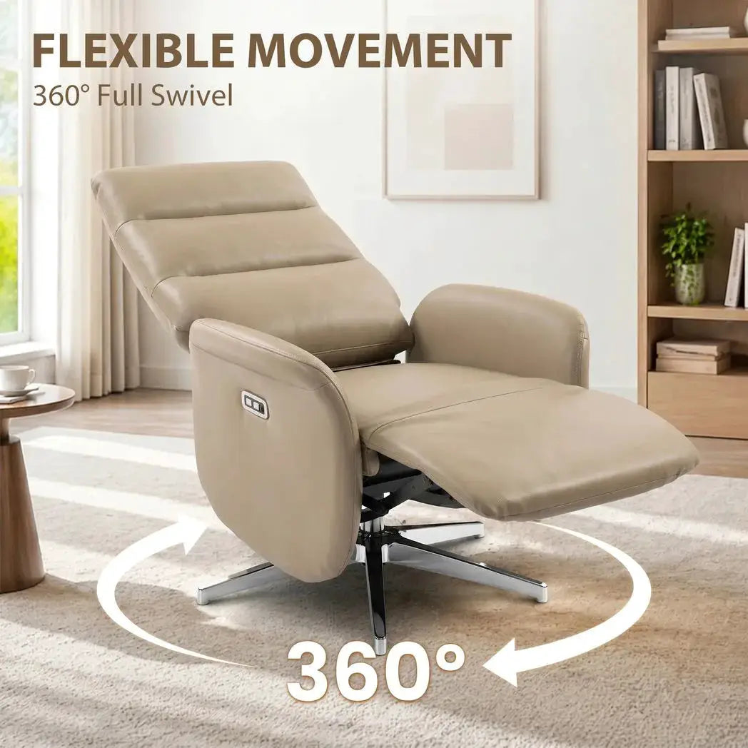 HOMCOM Power Recliner Chair, Swivel Electric Reclining Chair with Type C?, Recliner Armchair with Footrest, Brown - from HOMCOM