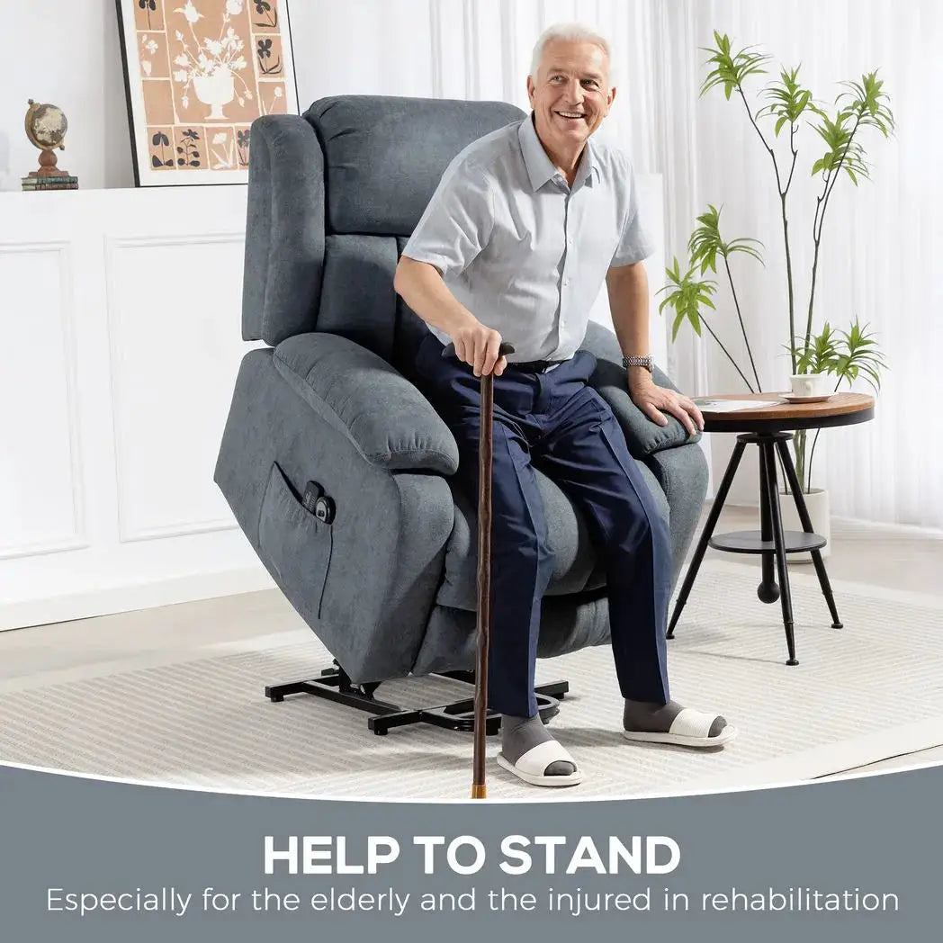 HOMCOM Power Lift Recliner Chair with Vibration Massage, Lift Chair for Elderly with Footrest, Remote, Side Pocket, Grey - from HOMCOM