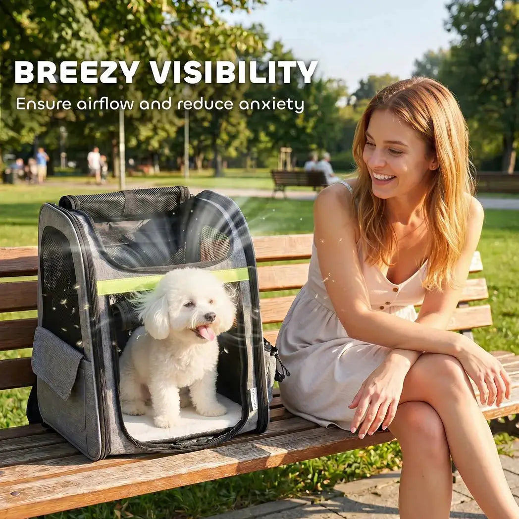 PawHut Dog Carrier Backpack Expandable, Breathable Pet Carrier Bag for Small Puppy Cat with Reflective Strip for Travel Hiking - from PawHut