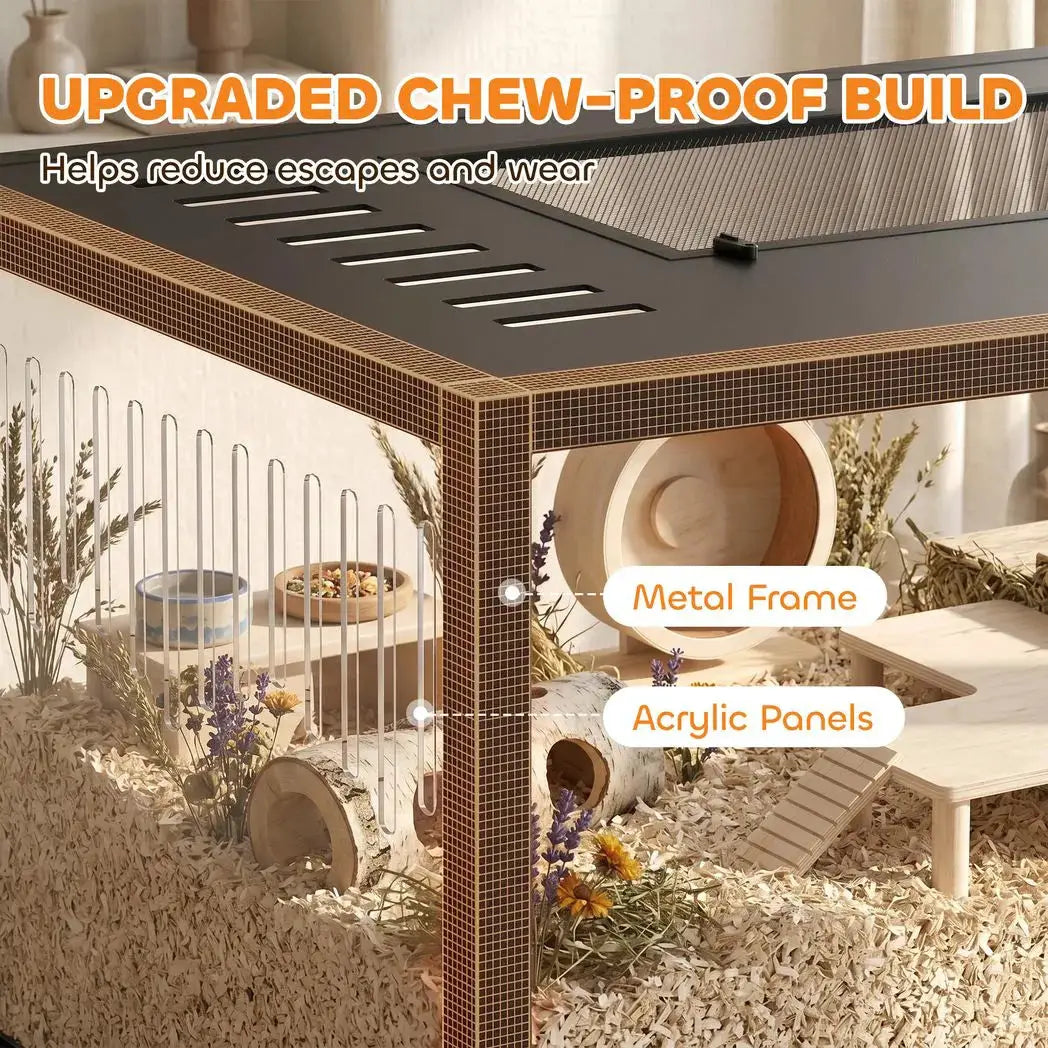 PawHut Hamster Cage, Chewproof Metal Rat Cage with Deep Base, Openable Top for Syrian Dwarf Hamster, Gerbil, 80 x 45 x 50.5 cm - from PawHut