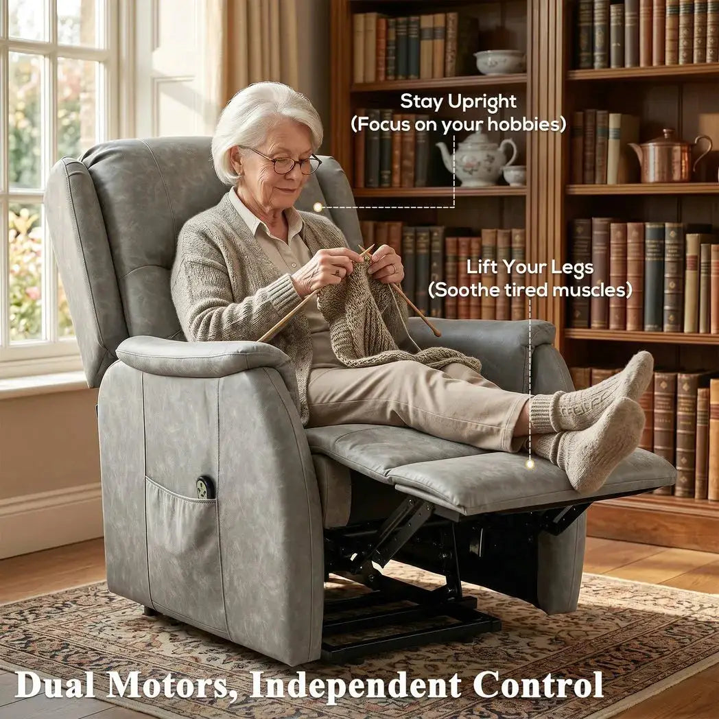 HOMCOM Power Lift Recliner Chair, Dual Motor Electric Lift Chair for Elderly with Remote Control, Grey - from HOMCOM