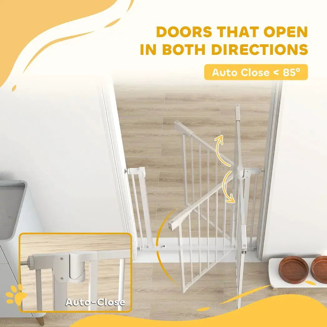 PawHut Baby Gate, Pet Safety Gate Pressure Fit, 76-81cm Wide with Two-Way Open, One-Hand Opening - from PawHut
