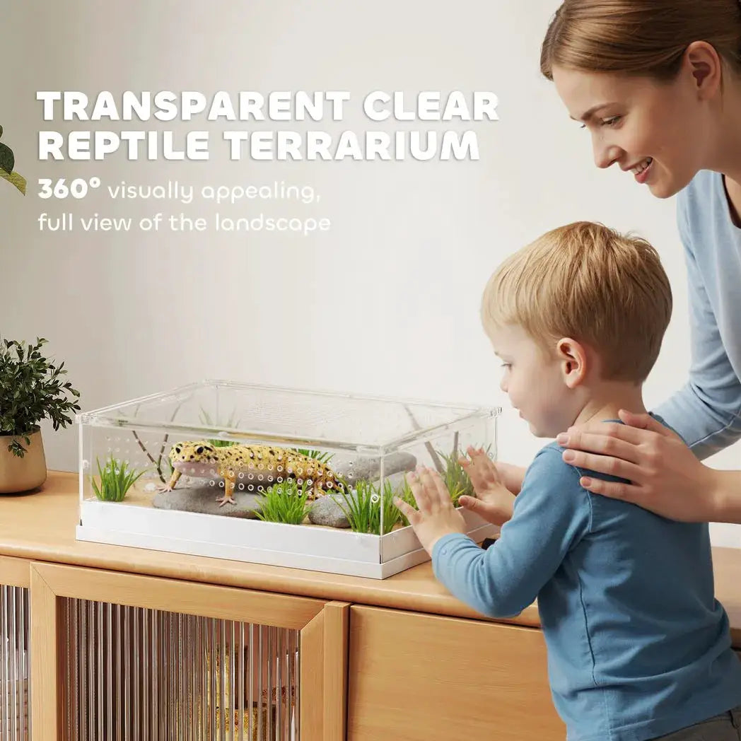 PawHut Acrylic Reptile Terrarium with Top Sliding Door, Vents, for Snake, Frog, Spider, Gecko, Tarantula, 40 x 30 x 15 cm - from PawHut