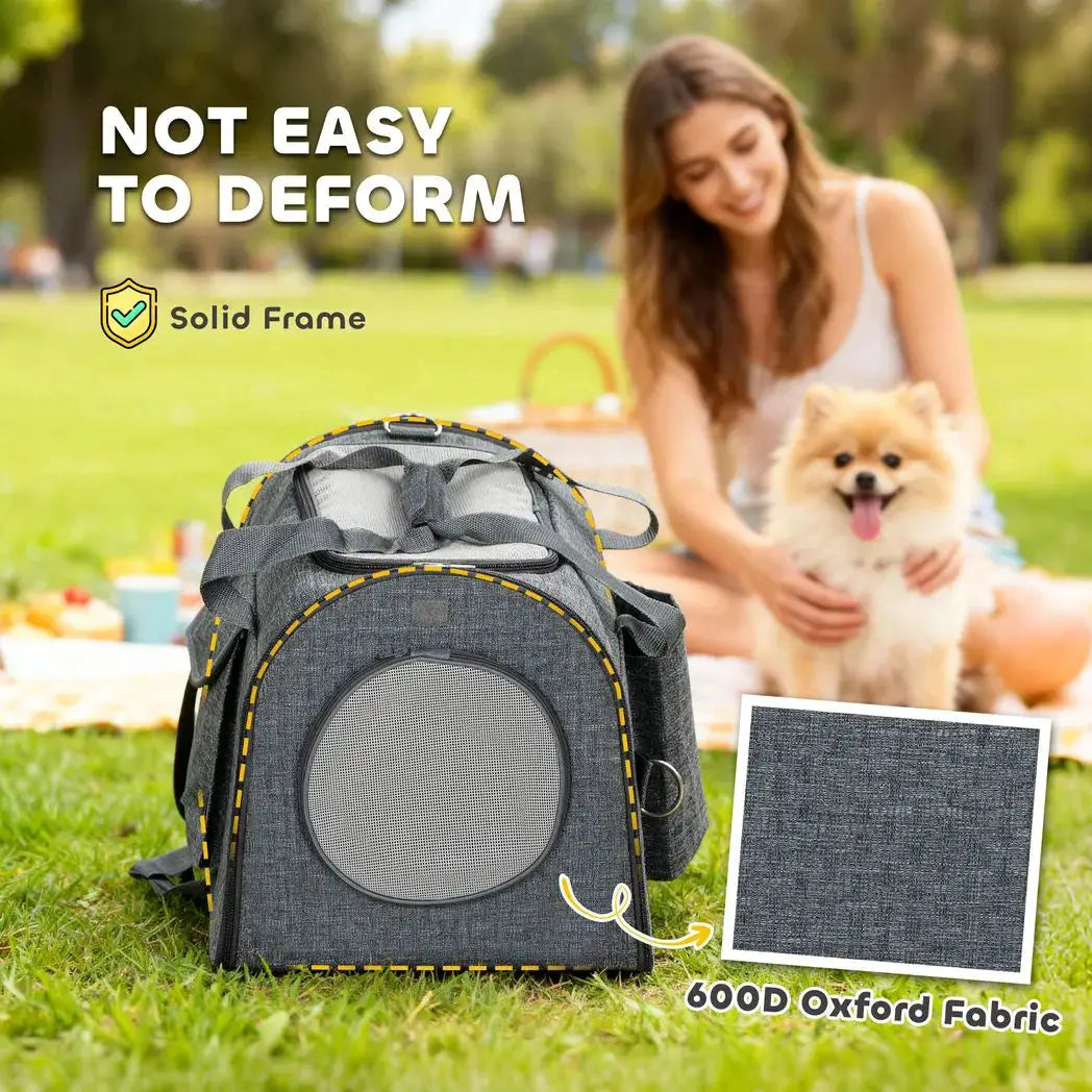 PawHut Soft Sided Cat Carrier Bag, Portable Foldable Pet Carrier with Shoulder Strap & Removable Mat for Small Pet Up to 10kg - from PawHut